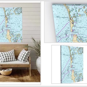 Gasparilla Island - Boca Grande Florida Mappa nautica / Carta - Stampata su tela 40" x 30" Stampe su tela nautiche Sarasota Florida, 2 misure