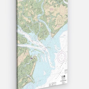 St Helena Sound, Edisto Beach, Green Pond, Saint Helena Island, Carolina do Sul - Mapa Náutico / Carta - Impresso em Tela Frete Grátis