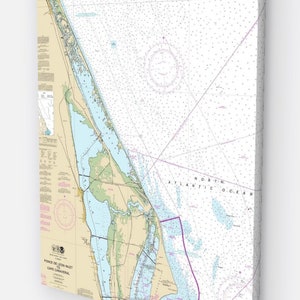 Prince De Leon - Mapa Náutico / Tela de Carta, Carta Náutica Merritt Island Impressa em Tela, Impressões de Mapa Náutico Titusville 36"x24"