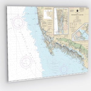 Naples, Marco Island Florida Mapa morska / Mapa - Płótno Dziesięć tysięcy wysp mapa morska na płótnie Venice Florida mapa morska 36x24