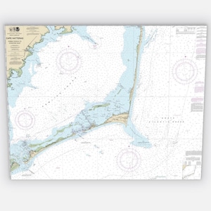Outer Banks Seekarte auf Leinwand, Hatteras North Carolina Seekarte kunst. Leinwand, Kundenspezifische Karten kunst 18 &quot;x 24&quot; Hatteras Nautical