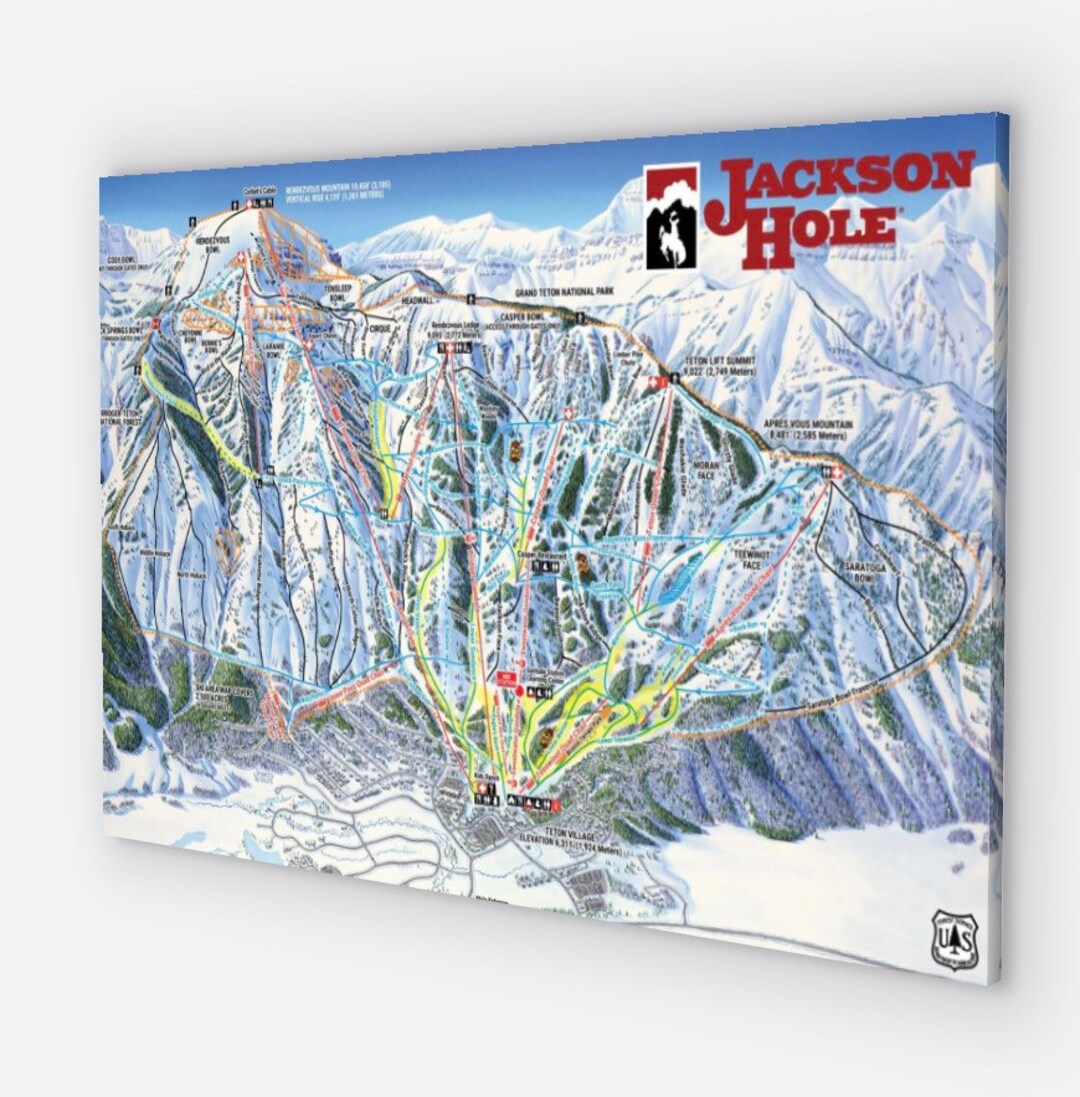 Jackson Hole Canvas Trail Map 24x36canvas Wrap With Mirrow - Etsy