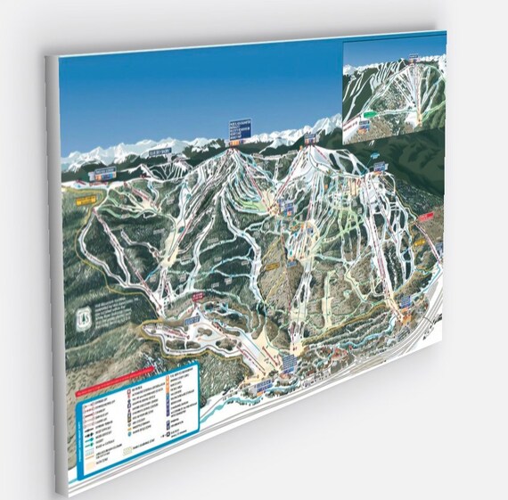 Vail Ski Trail Map Canvas Print Vail Colorado Ski Map 18x32  Etsy