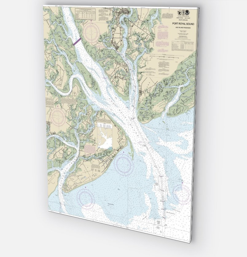 Hilton Head Nautical Chart on Canvas , Hilton Head Island Nautical