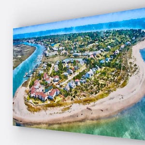 Edisto Island South Carolina Leinwanddruck / Edisto Beach / Aquarell auf Leinwand / Edisto Beach Cottages Aquarell 18”x24”Canvas Art,