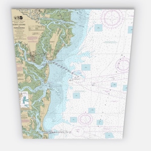 Carta náutica Brunswick, Darien, Saint Marys, Isla Saint Simmons, Sea Island, Georgia - Mapa / Carta Náutica - Impreso en lienzo 40"x30"