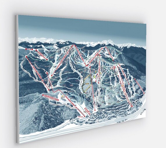 Vail Ski Trail Map Canvas Print Vail Colorado Ski Map 18x32 Etsy