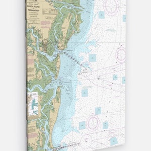 Brunswick, Darien, Saint Marys, Saint Simons Island, Sea Island, Georgia - Seekarte - Gedruckt auf Leinwand 61 x 92 cm.