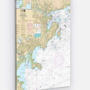 Salem, Lynn,Beverly, Marblehead, Peabody, Swanscott, Nahant Bay, Massachusetts nautische Karte - Gedruckt auf Leinwand Versandkostenfrei