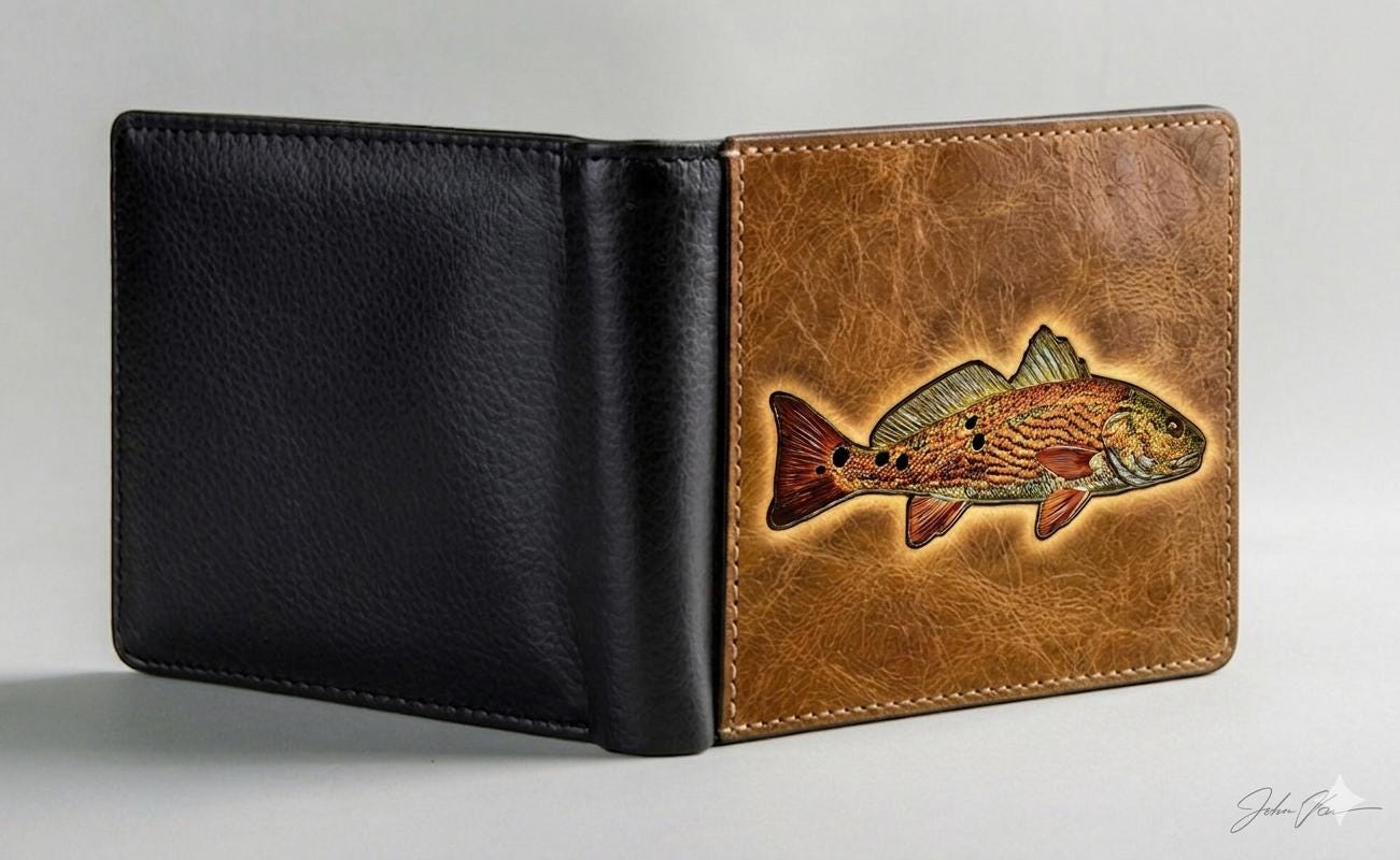 Men’s Redfish Wallet , Redfish Design Wallet Bifold Printed Men’s ...