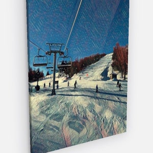 Beech Mountain North Carolina Ski Trail-kaart Canvas wrap, 18 x 24 muurkunst Beech Mountain canvas muurkunst, Beech Mountain Fine Art