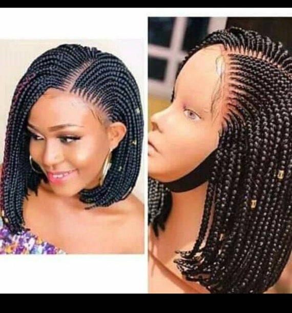 Braided Wig Ghana Weaving Braided Wigs For Black Nigerian Etsy