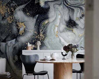 Black Marble Wallpaper Etsy