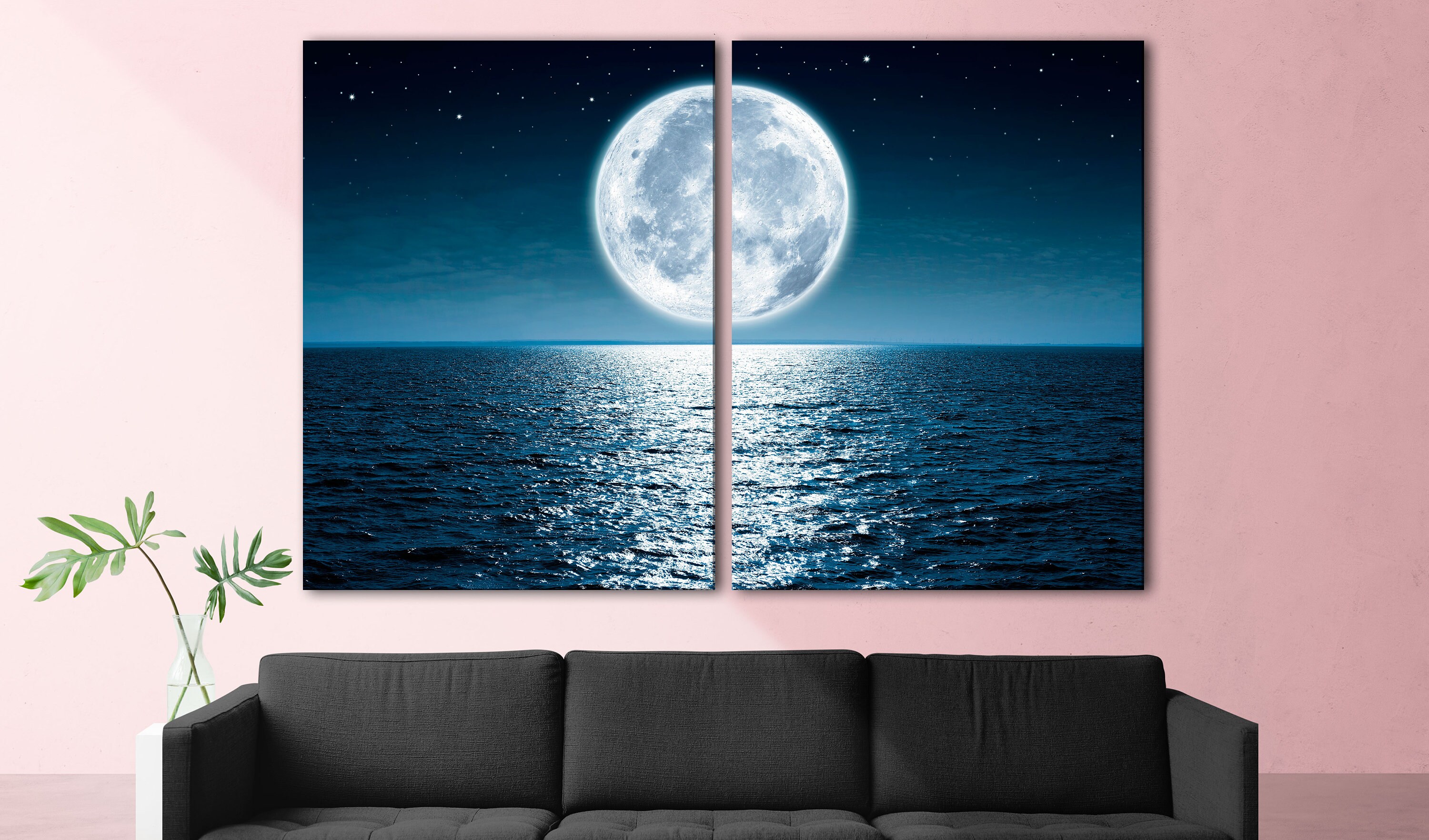 Full moon wall art canvas print Etsy