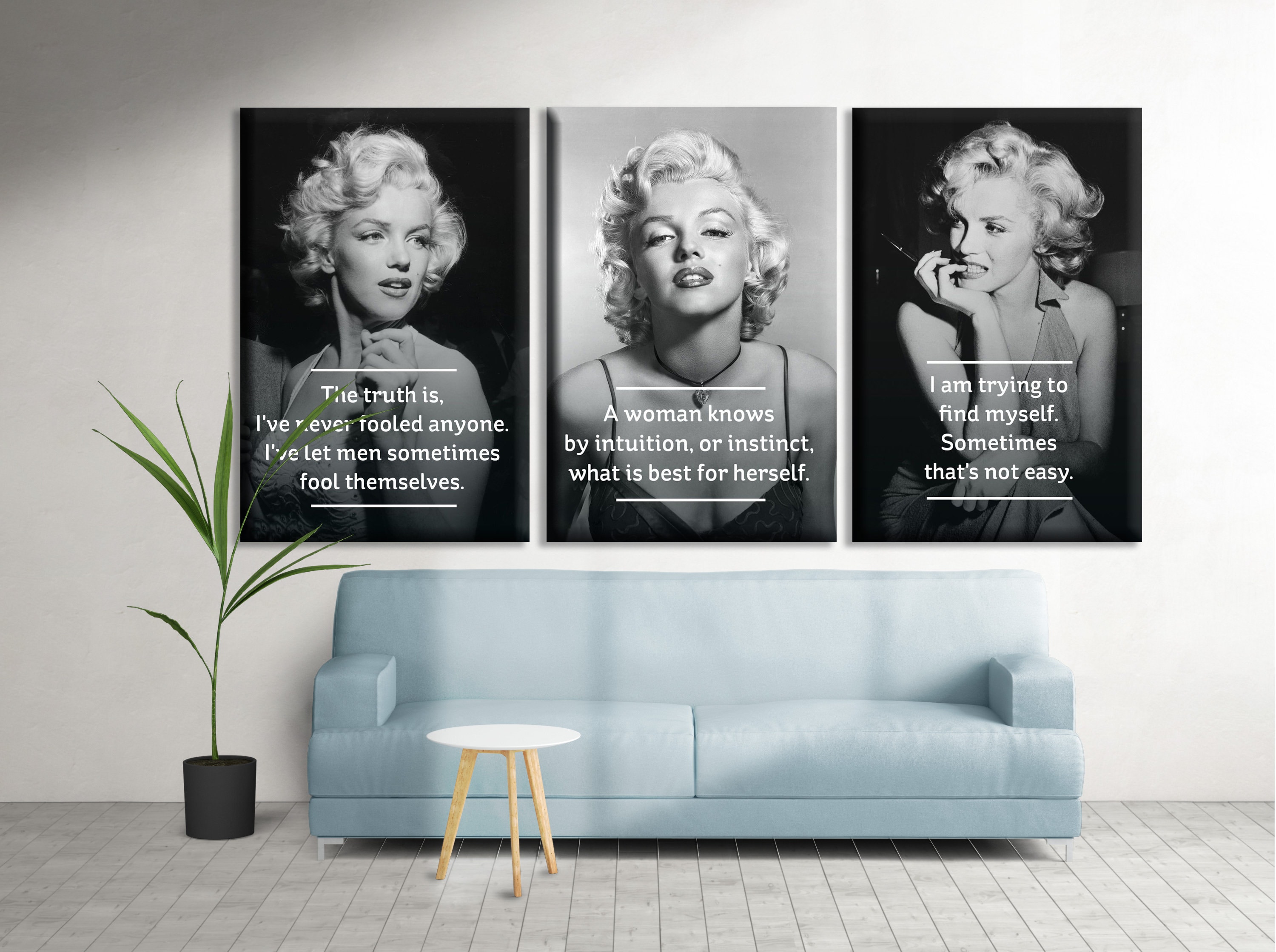Marilyn Monroe Quotes Set Of 3 Large Wall Art Home Decor Over | Etsy