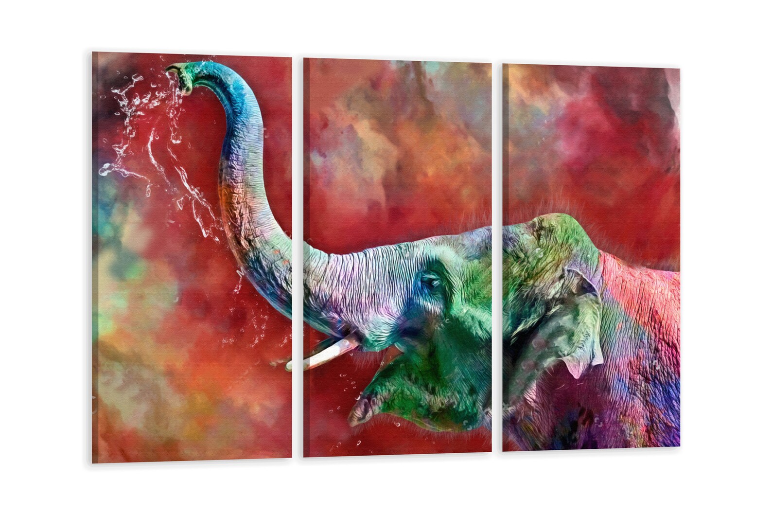 Colorful elephant wall art elephant canvas print large wall Etsy
