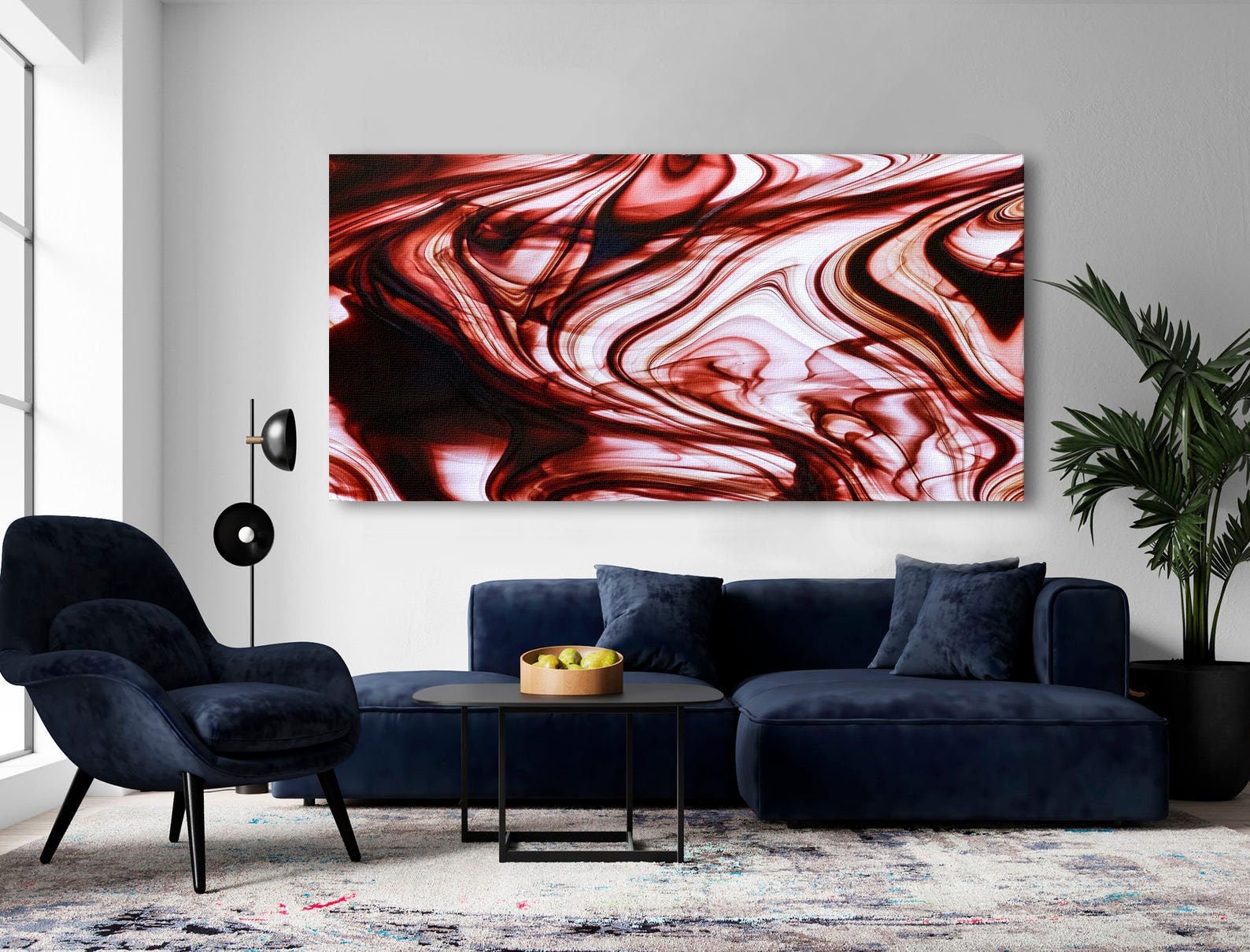 Modern art red wall art print extra large wall decor canvas | Etsy