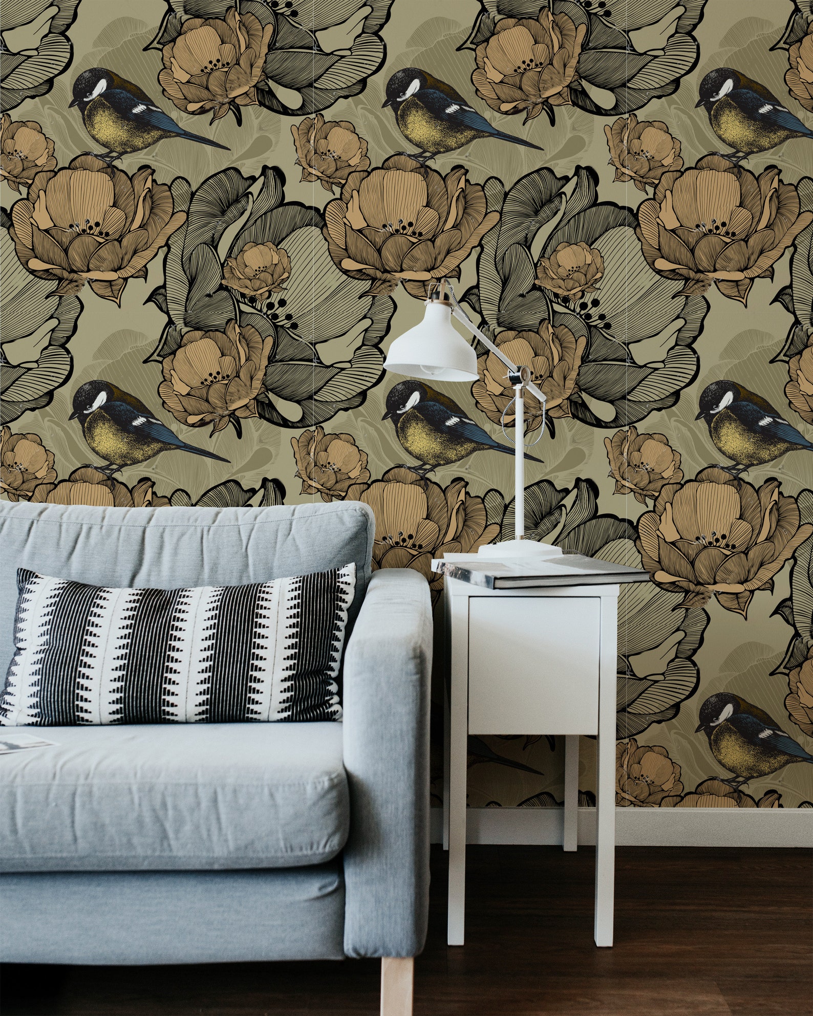 Birds wallpaper peel and stick wall self adhesive removable | Etsy