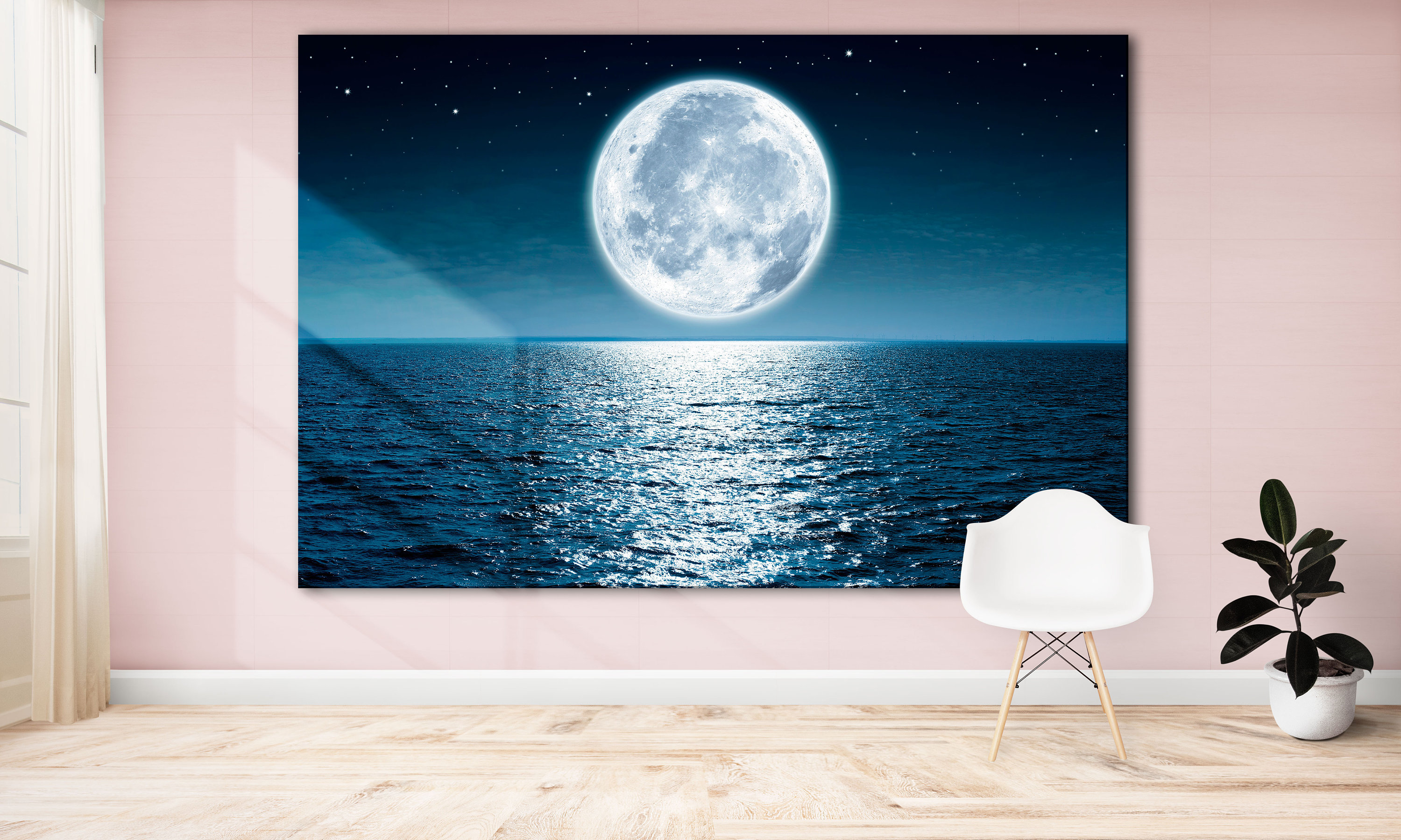 Full moon wall art canvas print Etsy
