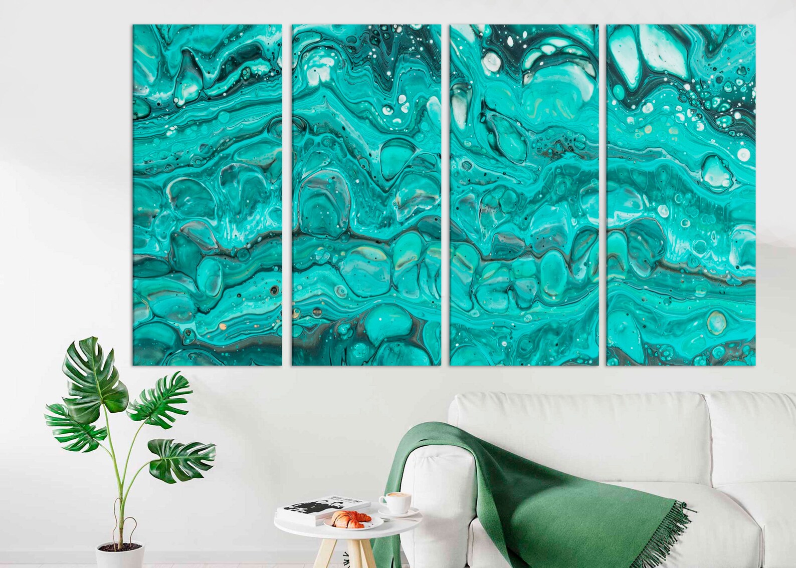 Blue painting turquoise wall decor large wall art canvas print Etsy