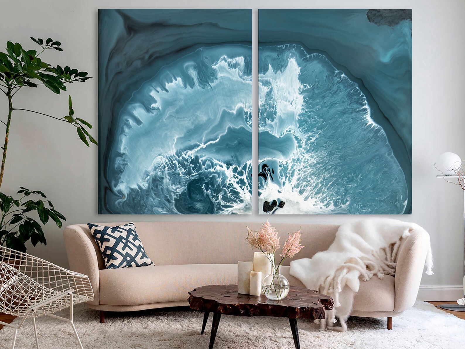 Navy blue wall art modern home decor canvas print Etsy