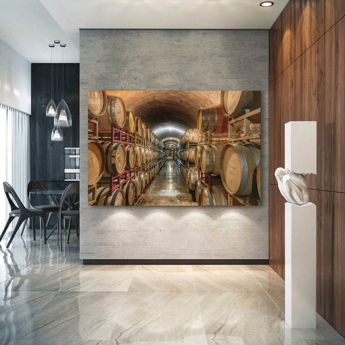 Wine cellar art wine wall decor rustic wall art large canvas Etsy