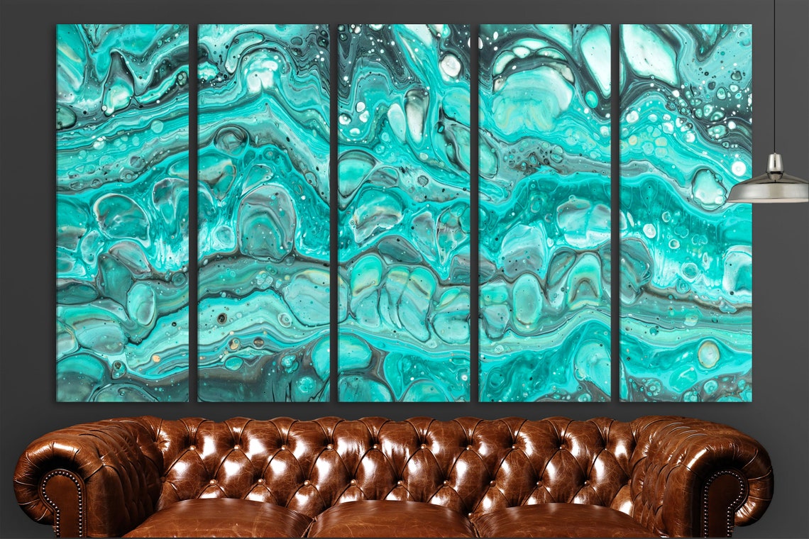 Blue painting turquoise wall decor large wall art canvas print Etsy