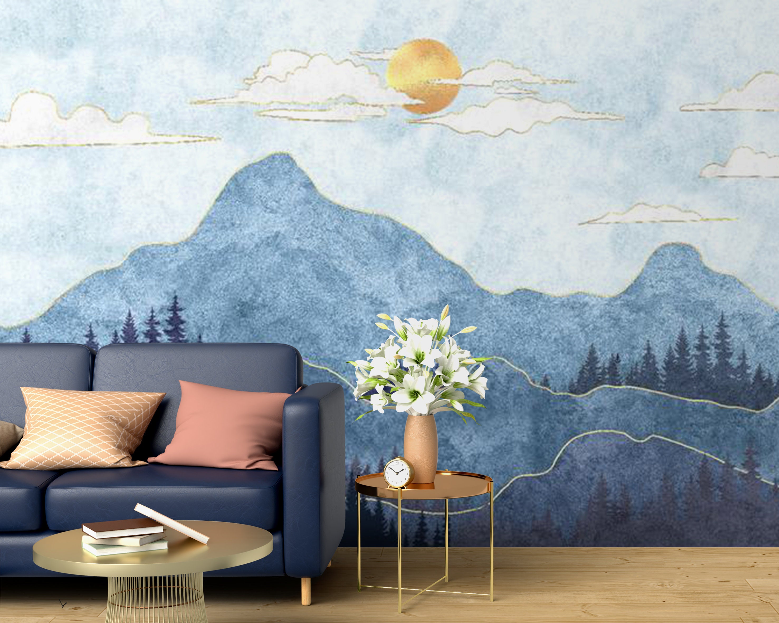 Mountain wallpaper peel and stick self adhesive traditional | Etsy