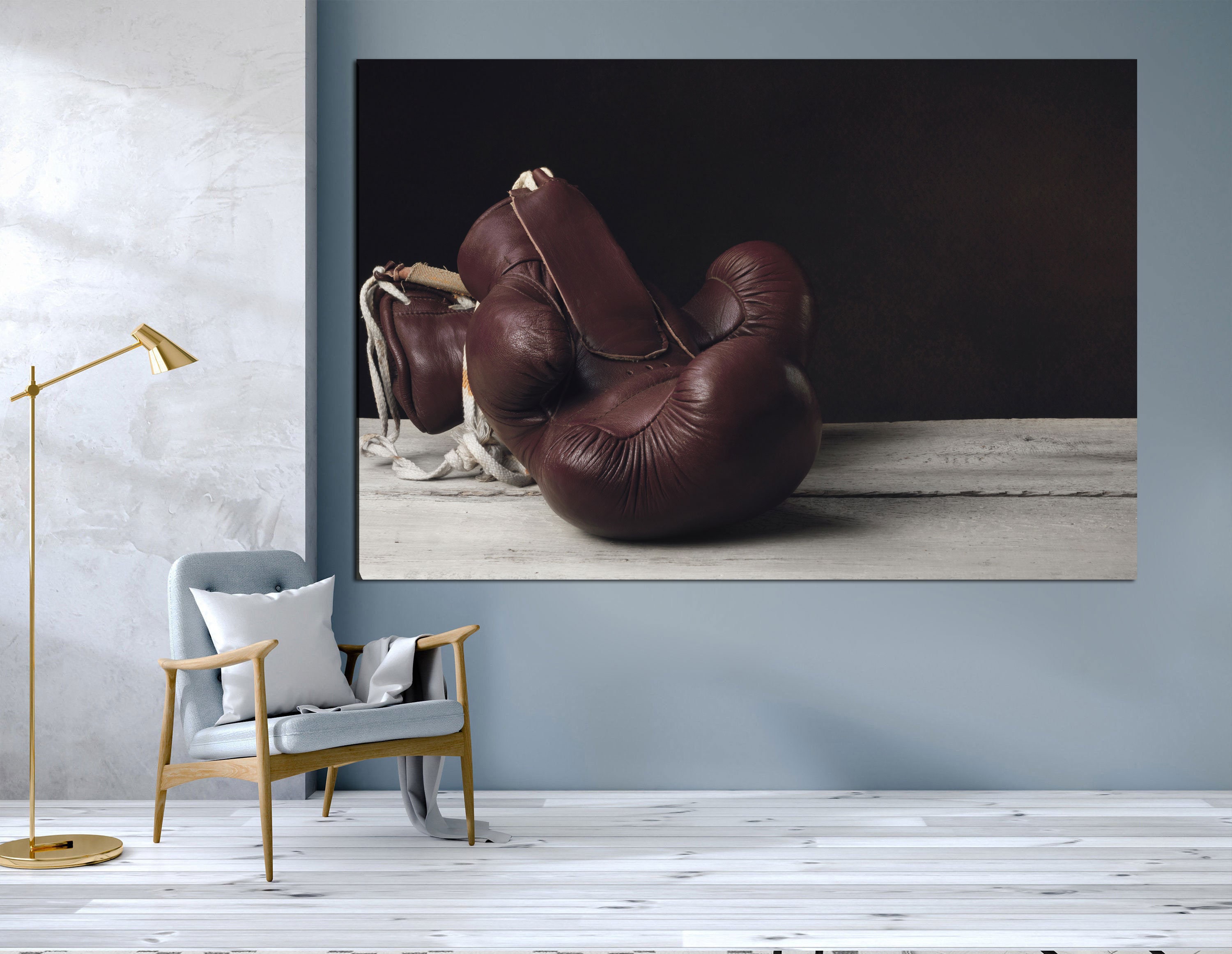 Boxing art print vintage boxing gloves canvas print READY TO Etsy