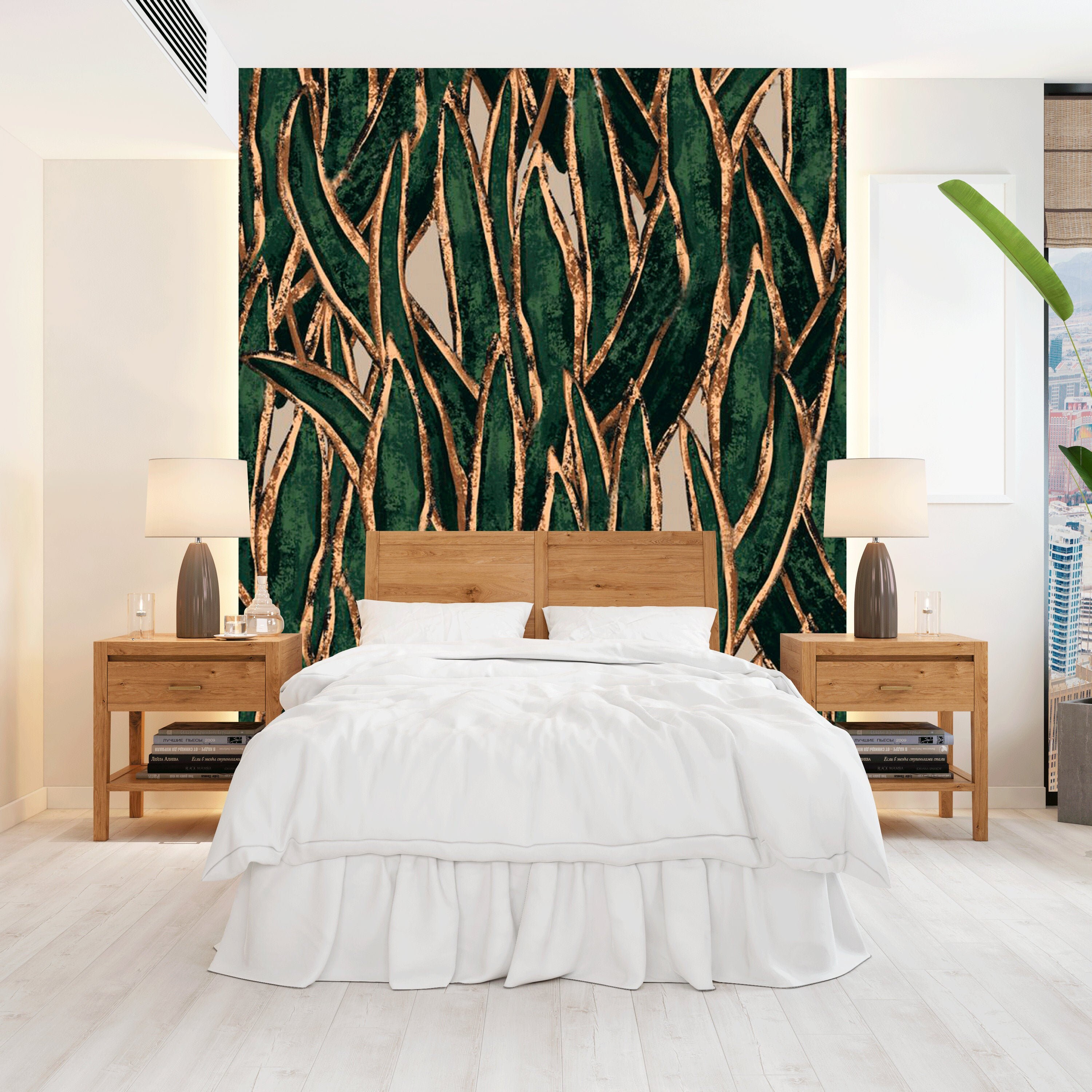 Tropical wallpaper abstract wall mural peel and stick exotic | Etsy