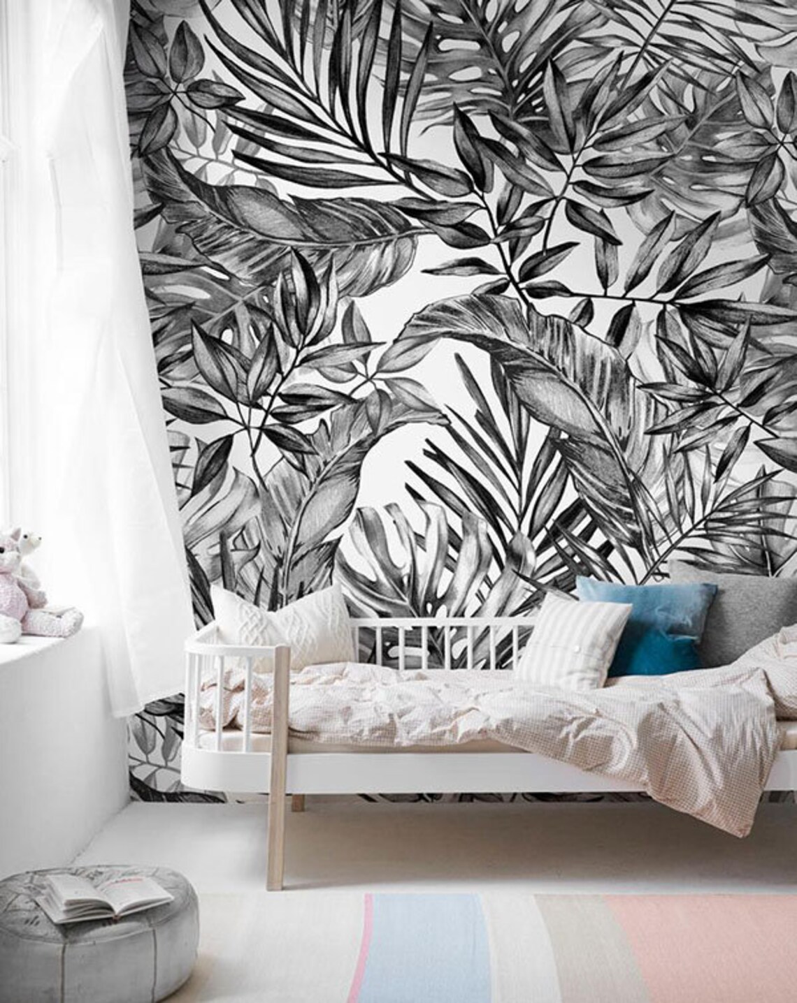 Tropical wallpaper floral wall mural peel and stick exotic | Etsy