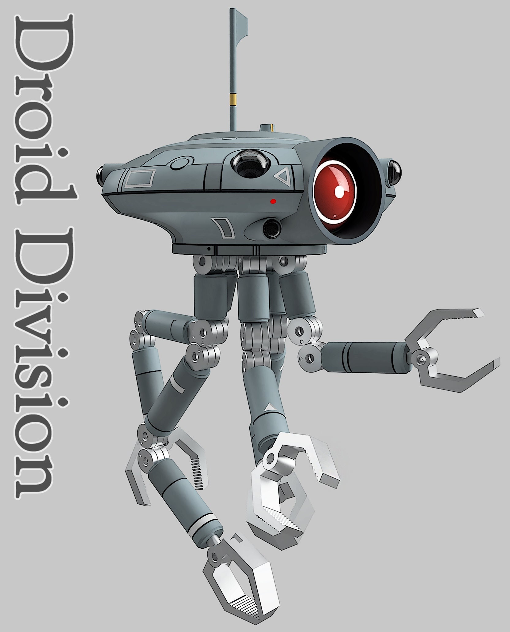 DroidDivision Animated Styled ID-9 Sucher Droid inspiriert Fan Art druckbare Dateien