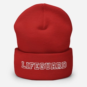 Lifeguard&#39;s Cuffed Beanie, Lifeguard Skully, Lifeguard Cap, Lifeguard Hat, Lifeguard Gift, Lifeguard Gift Idea, Lifeguard Appreciation