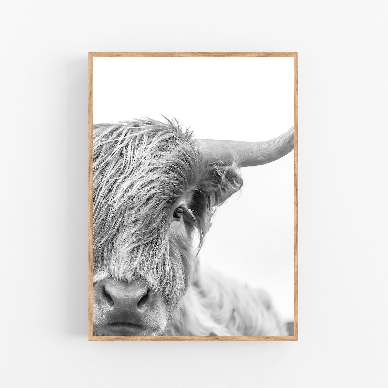 Printable Highland Cow Print Black and White, Highland Cow