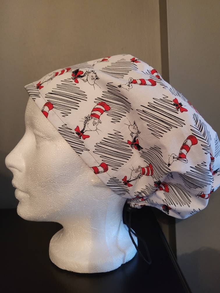 Scrub hats for long hair with cord locks Etsy