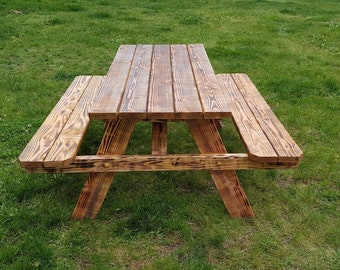 Beautiful 8 foot rustic picnic table plans - DIY Step by step