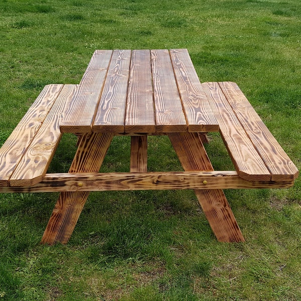 Beautiful 8 foot rustic picnic table plans - DIY Step by step