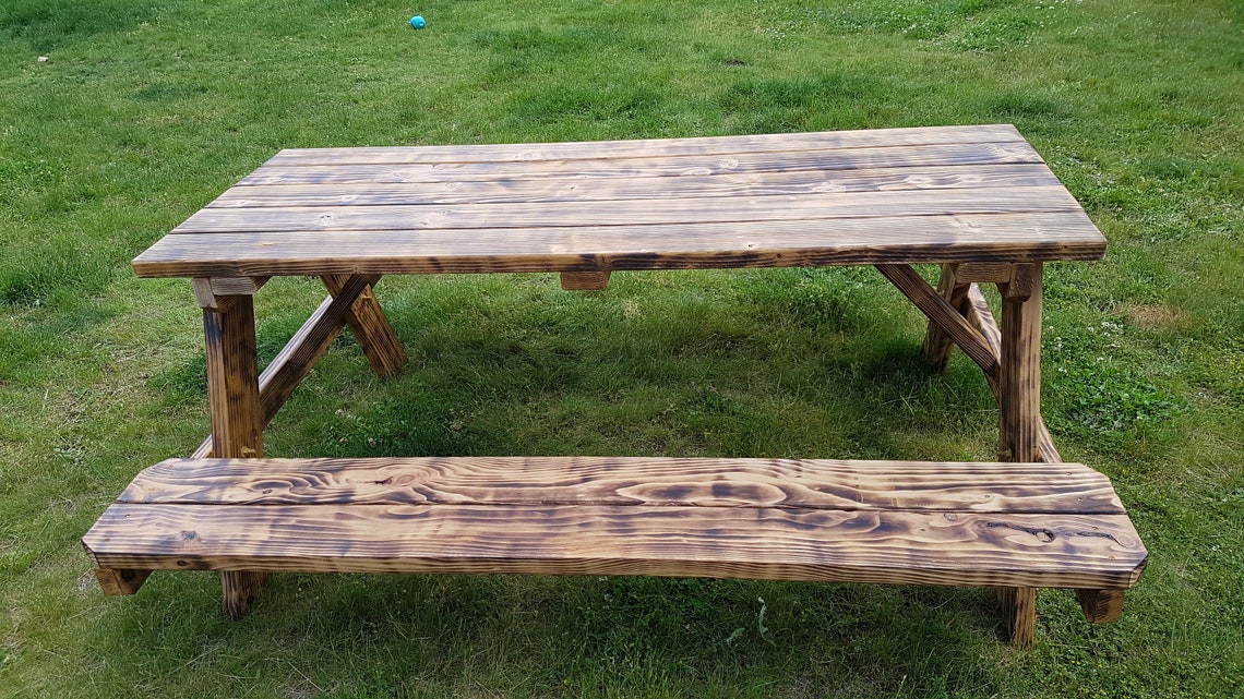 Beautiful 8 Foot Rustic Picnic Table Plans DIY Step by Step | Etsy Canada