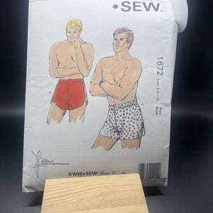 Kwik Sew 1672 ‘80s Mens Briefs Pattern Jockey Shorts S-M-L-XL Uncut Boxer Short Pattern image 1