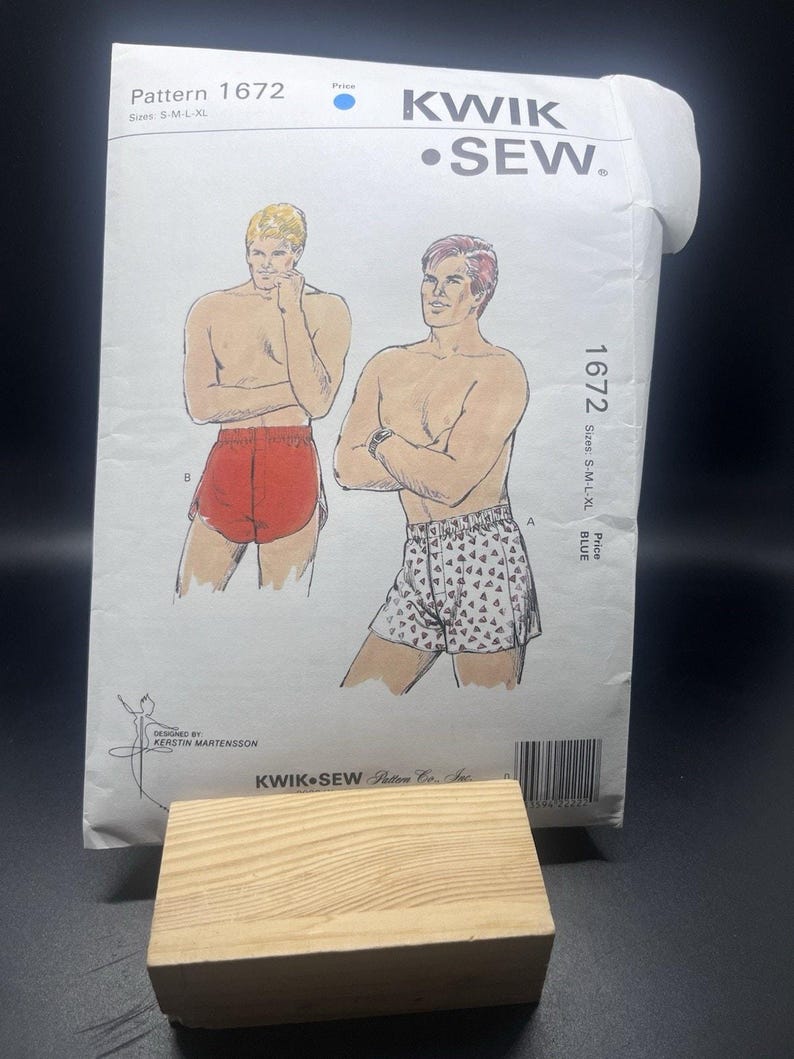 Kwik Sew 1672 ‘80s Mens Briefs Pattern Jockey Shorts S-M-L-XL Uncut Boxer Short Pattern image 1