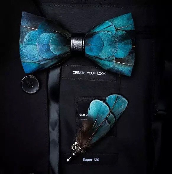 Up to 50% off Handmade-Feather Bow tie with FREE Lapel Pin | Etsy