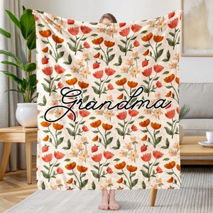 Wildblumen Oma Decke, Benutzerdefinierte Name Decke, Nana Decke, Oma Name Decke, personalisierte Oma Geschenk, Weihnachtsgeschenke für Oma