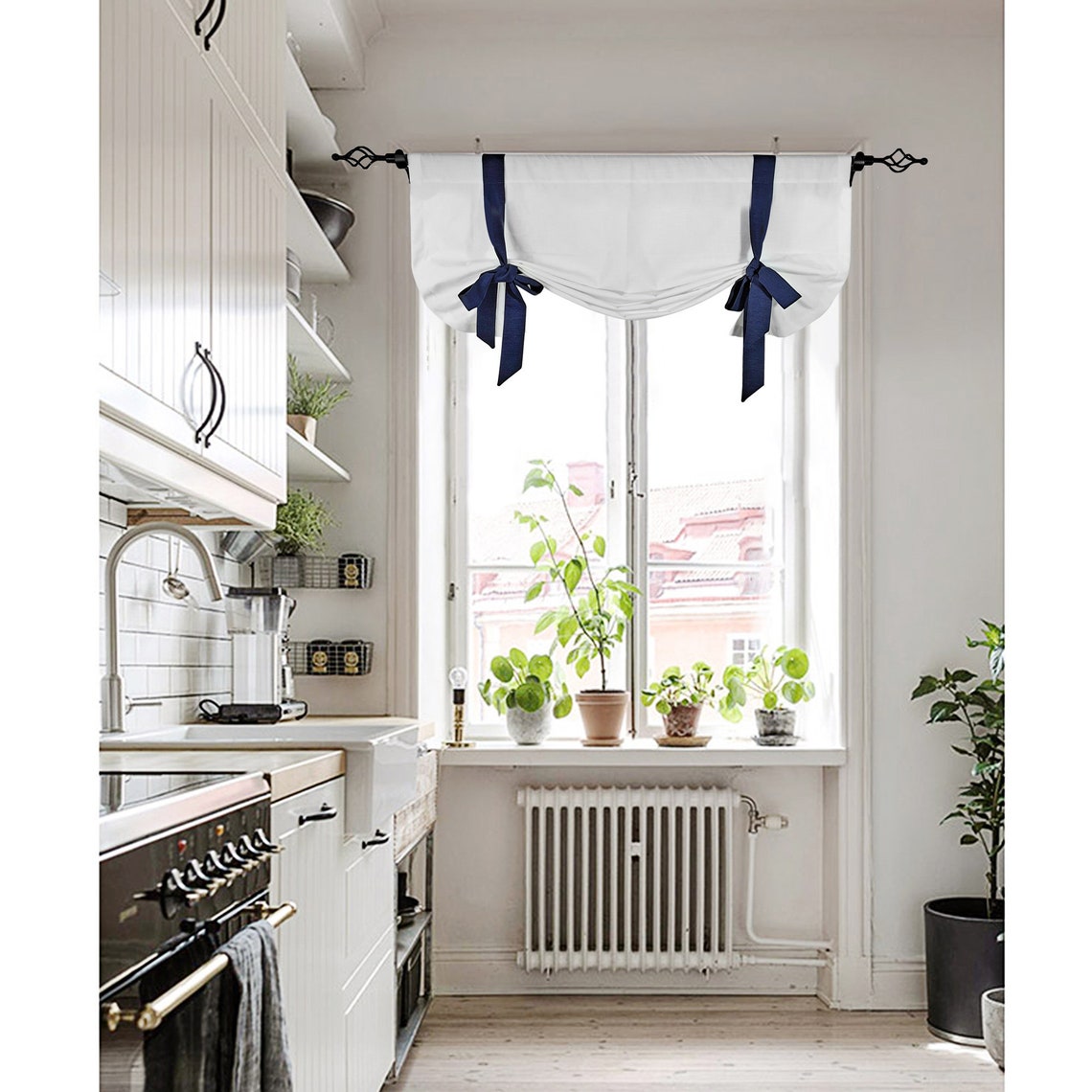 Off White Tie up Valance Kitchen Valance Farmhouse Valance Etsy