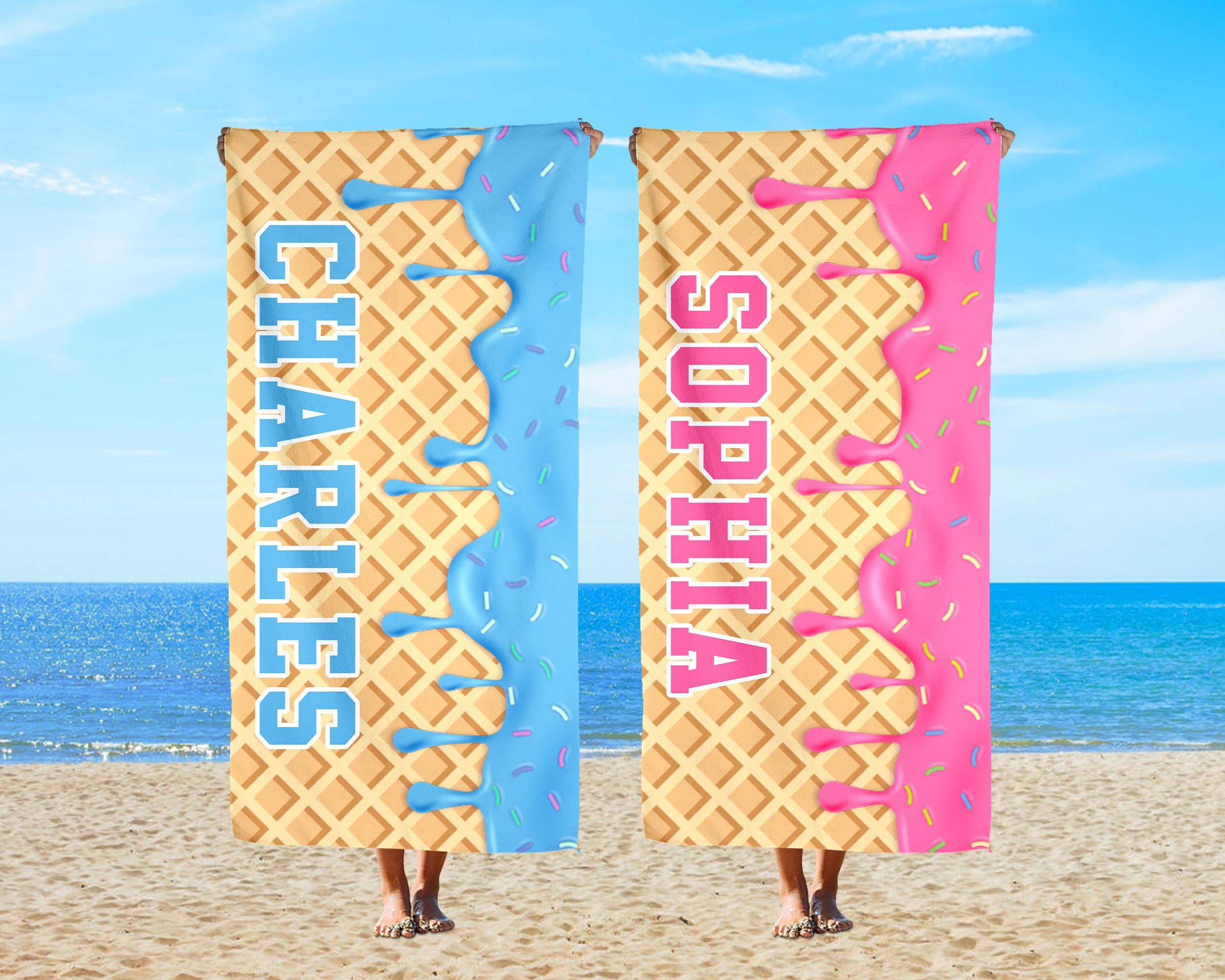 Personalized Ice Cream Drip Baseball Beach Towel, Drip Beach Towel, Pool Towel, Team Gifts, Youth Baseball Gift, Boys Girls Birthday Gift