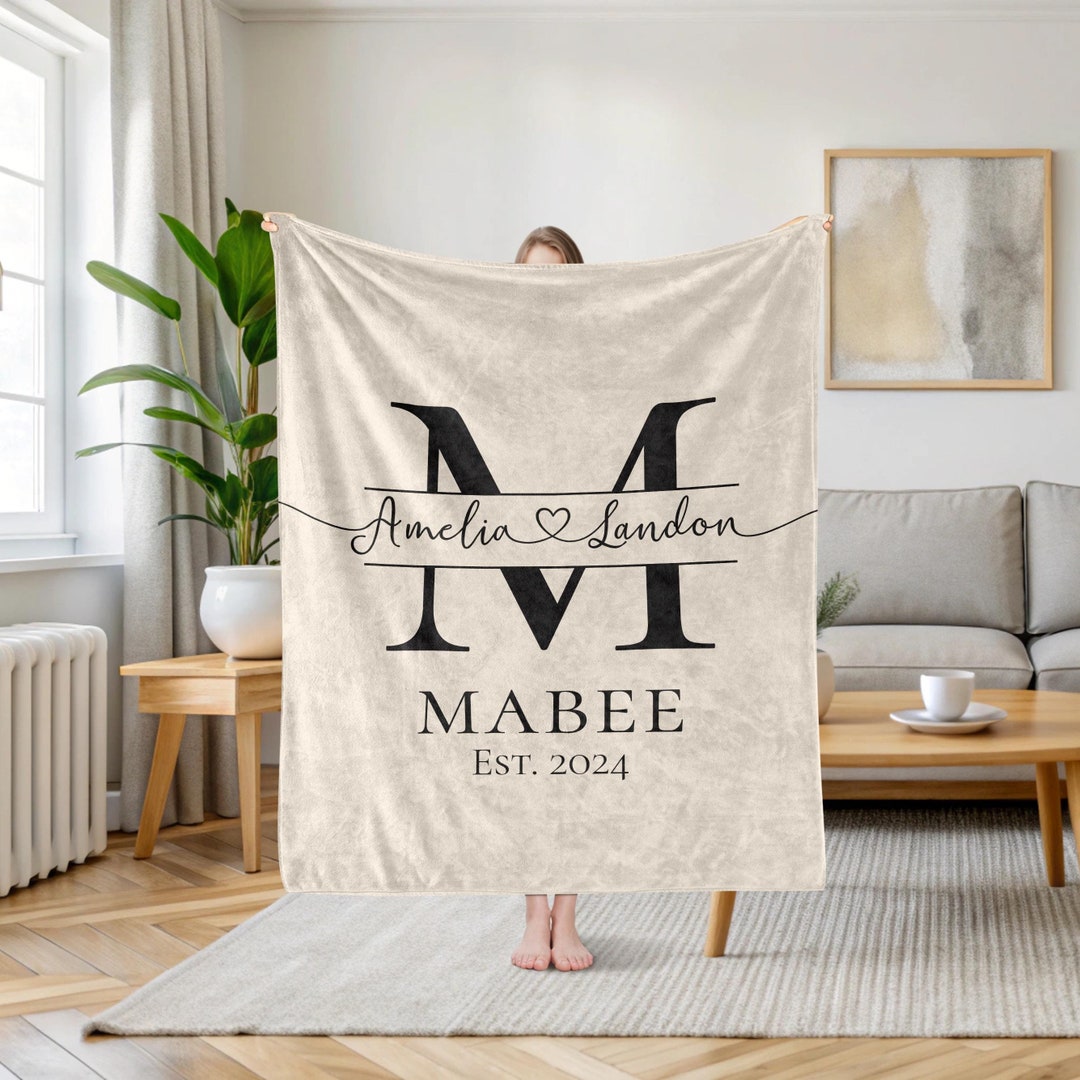 Personalized Monogram Names Blanket, Last Name Blanket, Wedding Gift, Anniversary Gift, Gift for Couple, Bridal Shower Gift, Engagement Gift - 50" x 60", 19