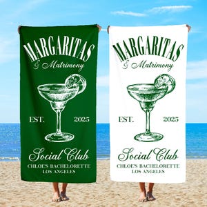 Martinis & Matrimony Bachelorette Weekend Beach Towel, Bachelorette Party Pool Towel, Bachelorette Trip Gift, Bach Club Beach Towels