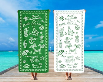 Personalized Bachelorette Beach Towel: Custom Location & Name