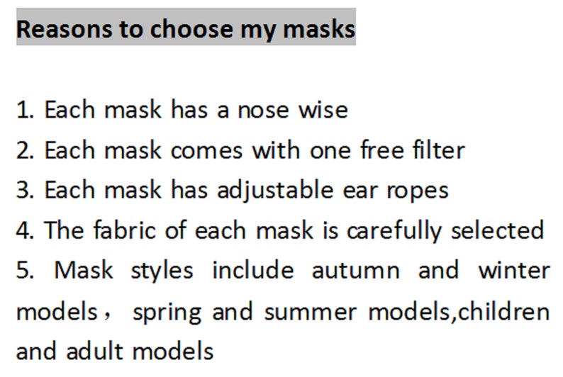 Face Mask / Mouth Mask with filter/Dust Mask/Cotton Mask with image 5