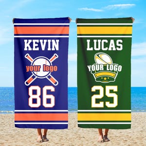 Custom Baseball Team Logo Beach Towel: Personalized Sports Gift
