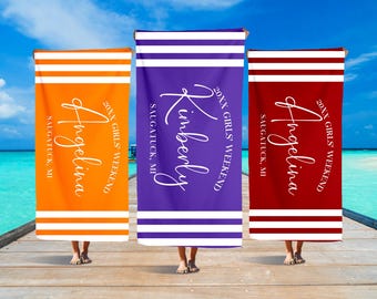 Personalized Girls Trip Beach Towel: Custom Besties Vacation Gift